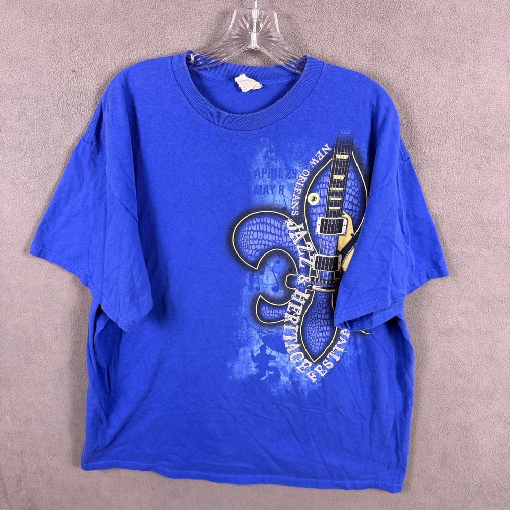 New Orleans Jazz & Heritage Festival 2011 Mens 2XL Blue Graphic Tee Delta